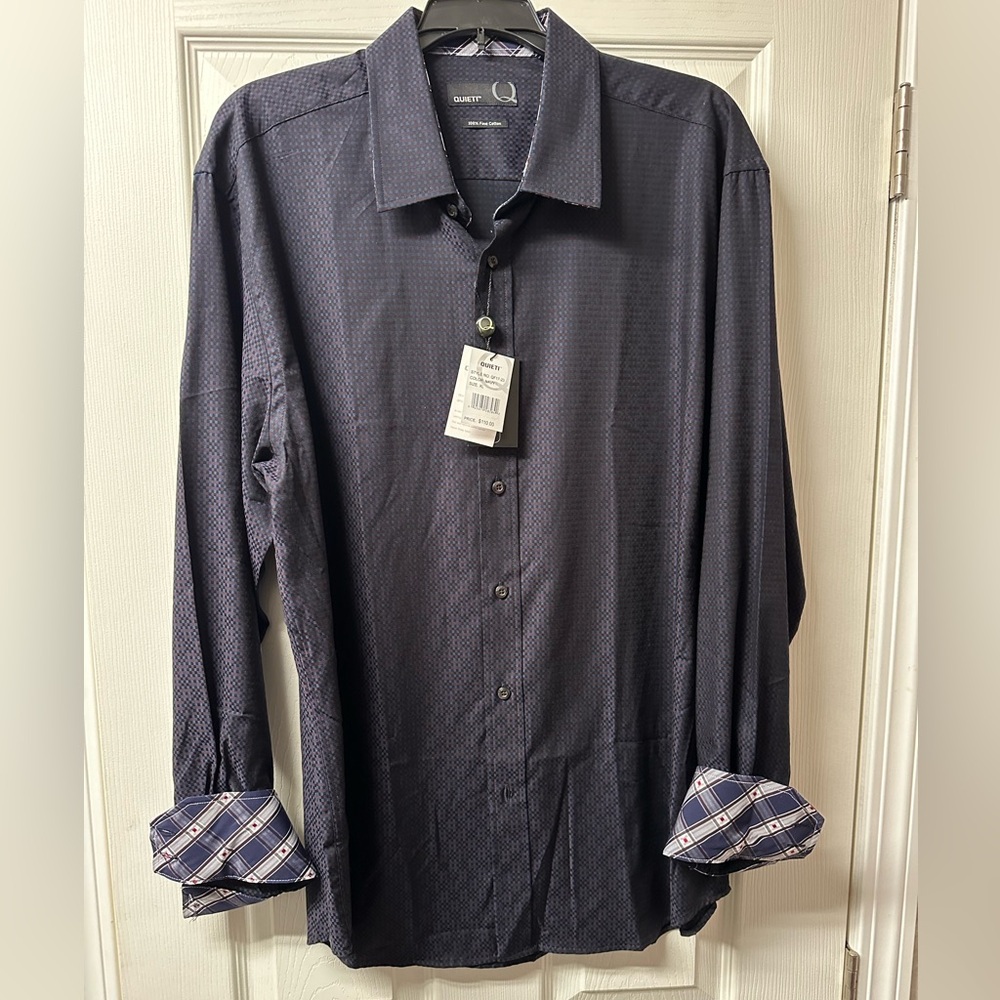 Quieti Long Sleeve Button Down Navy Shirt - Men's XL - BRAND NEW NWT